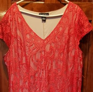 Red lace with tan linings Maxi dress.